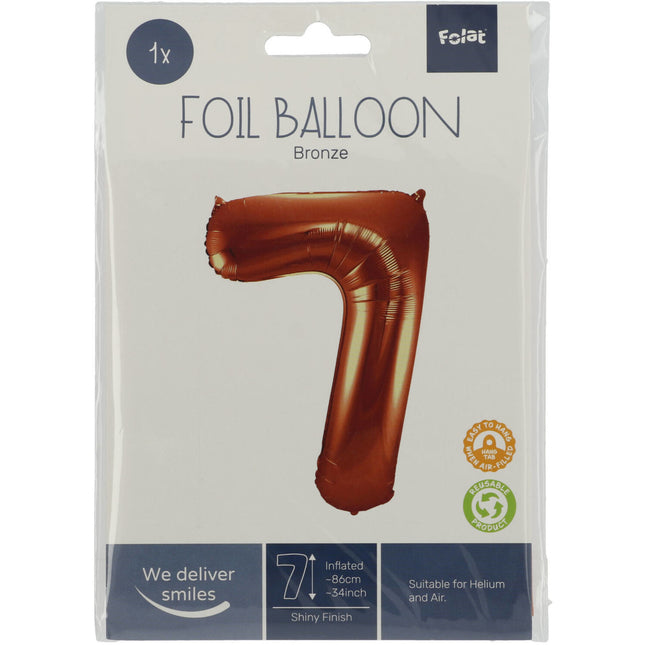 Globo Foil Figura 7 Bronce XL 86cm vacío