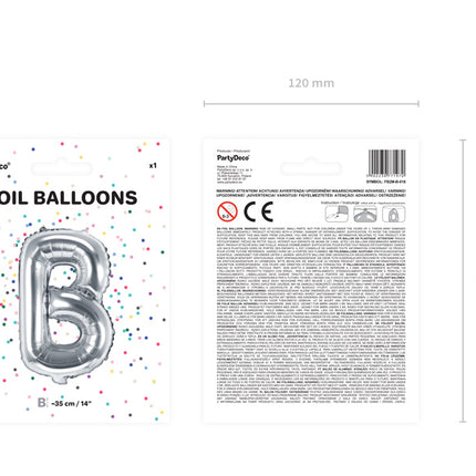 Globo Letra B Plata Vacío 35cm