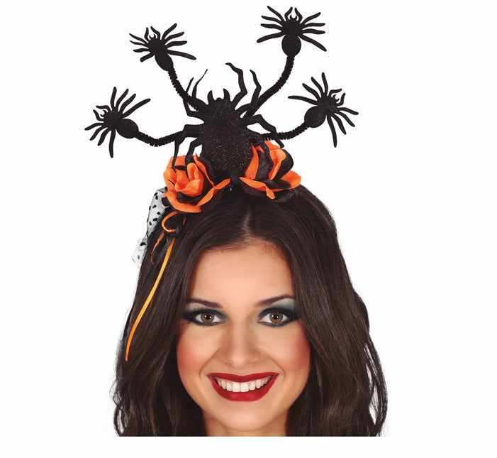 Diadema de Halloween Arañas y Flores