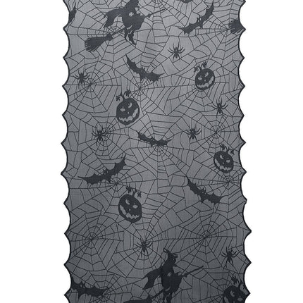 Cortina de puerta de Halloween negra de encaje 1,94 m