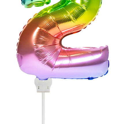 Globo Foil Figura 2 Arco Iris 36cm con Palo