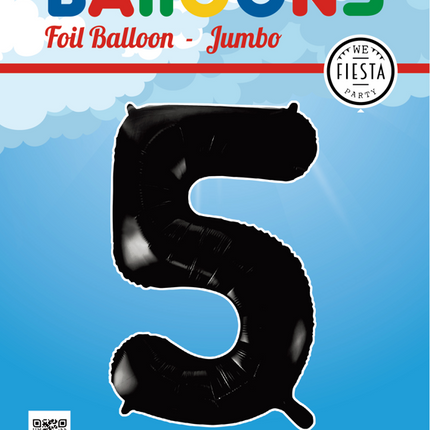 Globo Foil Figura 5 Negro XL 86cm vacío