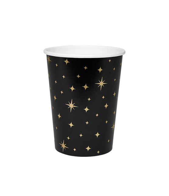 Tazas Estrellas de Oro Negro 13cm 8pcs