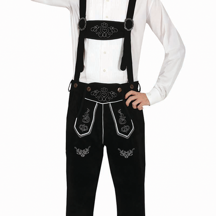 Pantalones de cuero largos Tirantes ajustables negros