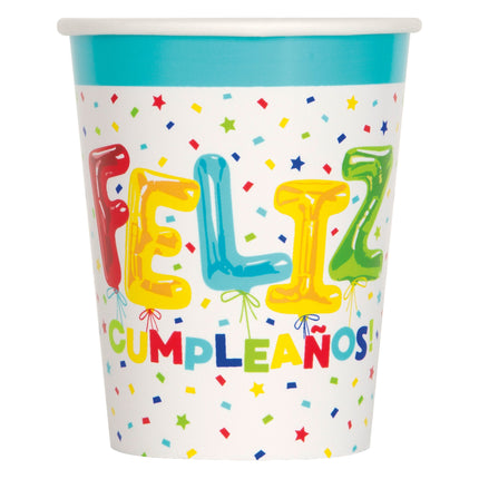 Tazas Feliz Cumpleanos 266ml 8pcs