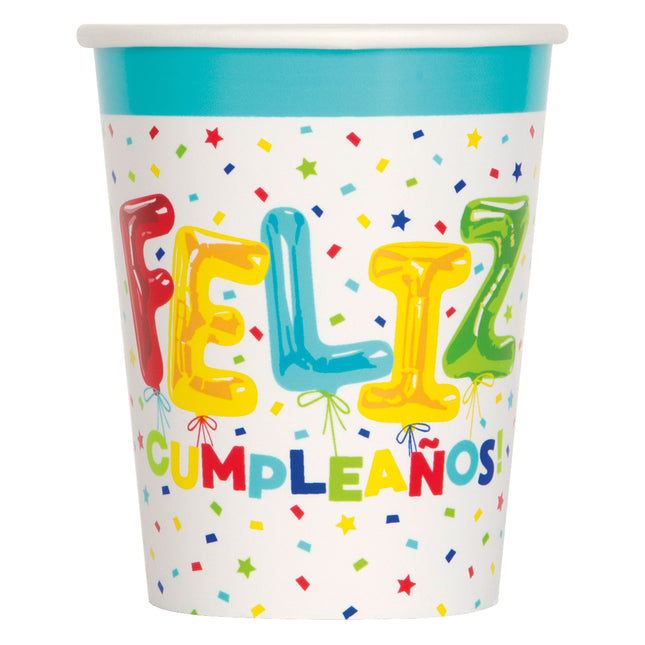 Tazas Feliz Cumpleanos 266ml 8pcs