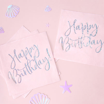 Servilletas Feliz Cumpleaños Rosa Claro 33cm 20pcs