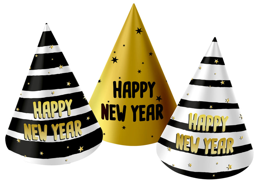Sombreros de fiesta Feliz Año Nuevo 10cm 6pcs