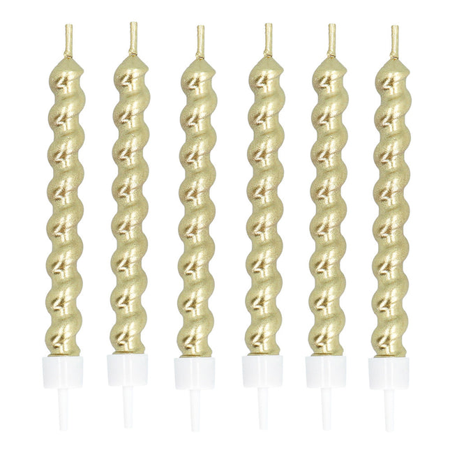 Velas Doradas Sobre Soporte 6pcs