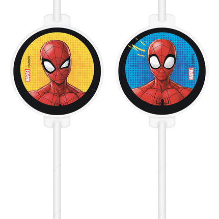 Spiderman Pajitas de Papel 4pcs