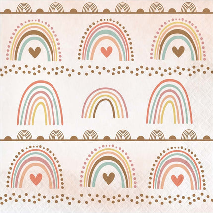 Servilletas Corazones Arco Iris 16uds