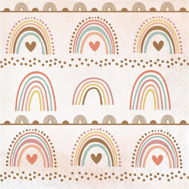 Servilletas Corazones Arco Iris 16uds