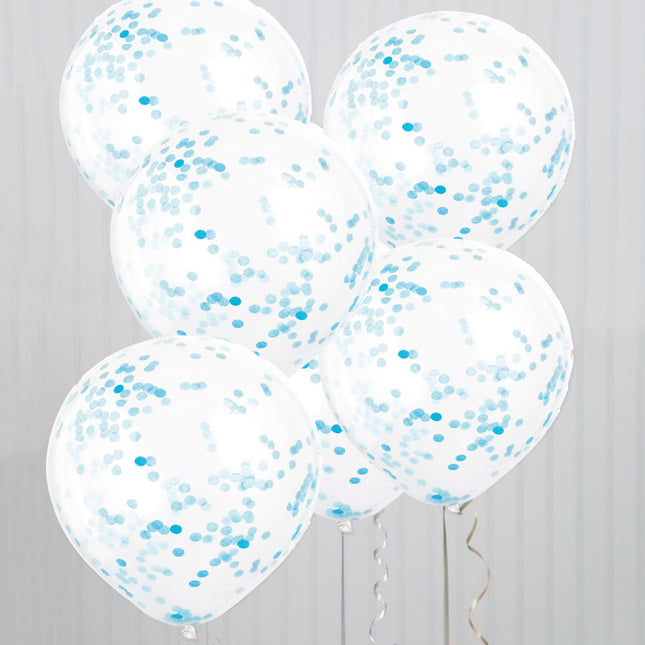 Globos Confeti Azul Claro 30cm 6pcs