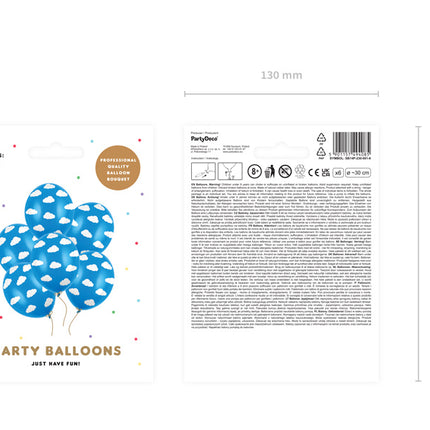 Globos Azules Nubes Blancas 30cm 6pcs