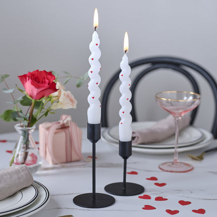 Vela Roja Blanca Corazones 2pcs