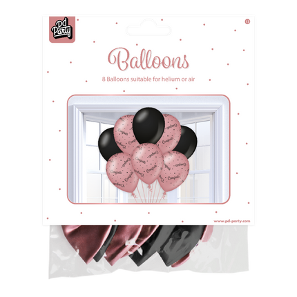 Globos Congrats Rosa Negro 30cm 8pcs
