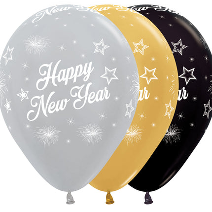 Globos Feliz Año Nuevo Elegante Mix 30cm 25pcs