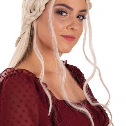 Peluca Reina Dainerys Larga Con Trenzas Rubia
