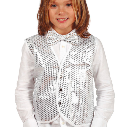 Chaleco Plateado Paillettes Niño
