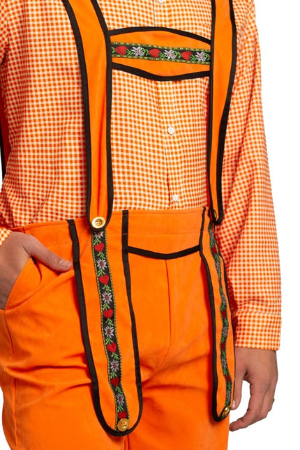 Lederhosen naranja para hombre Johann Lang