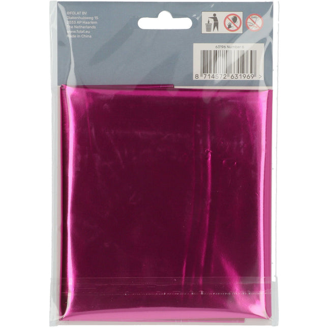 Globo Foil Figura 6 Fucsia Metalizado XL 86cm vacío
