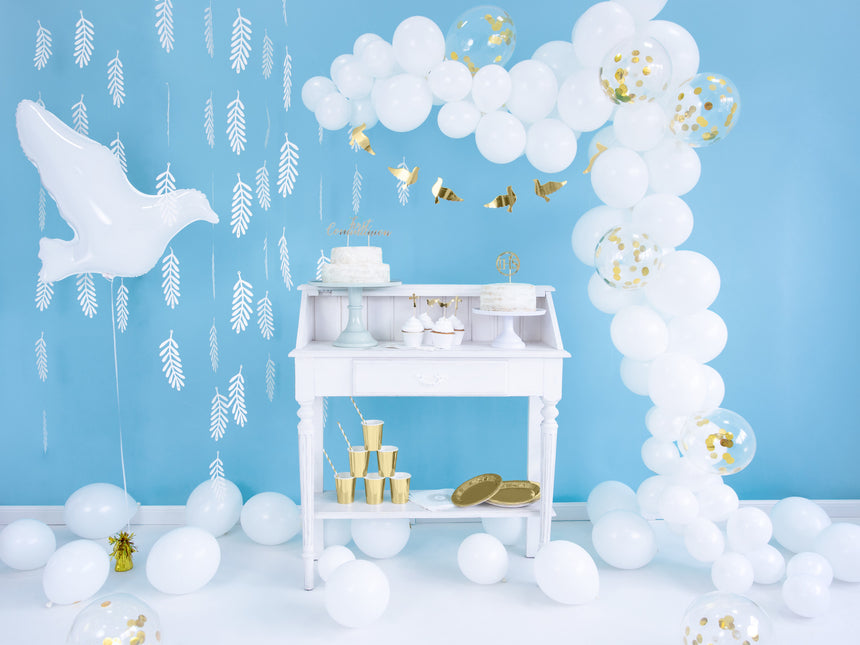 Decoración Colgante Hojas Blanco 1,8m