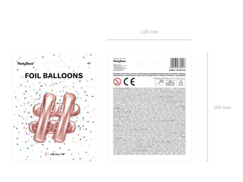 Globo Letra # Oro Rosa Vacío 35cm