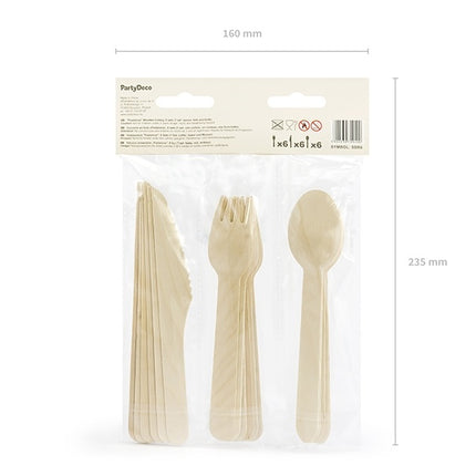 Cubiertos de Madera de Colores Pastel 16cm 18 piezas