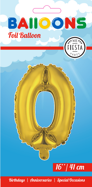 Globo Foil Figura 0 Oro 41cm con Pajita