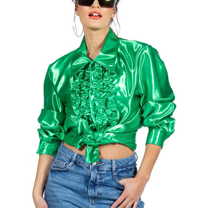 Blusa Disco Volantes Verde Oscuro