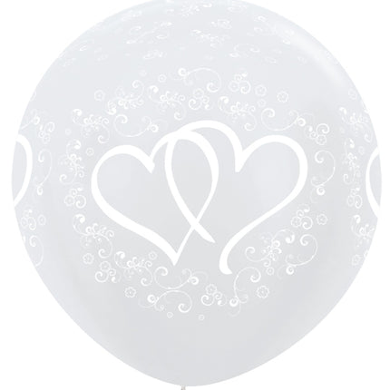 Globos Entwinted Corazones Blanco Perla 91cm 2pcs