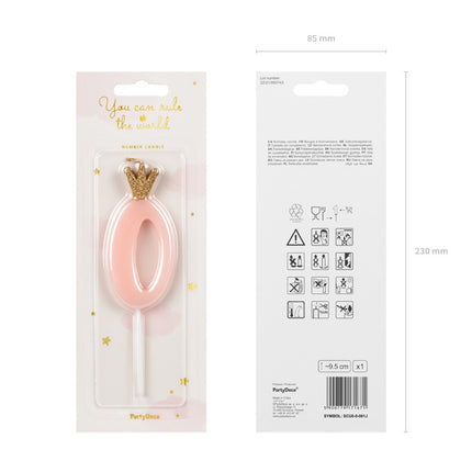 Vela 0 Año Rosa Claro 9,5cm