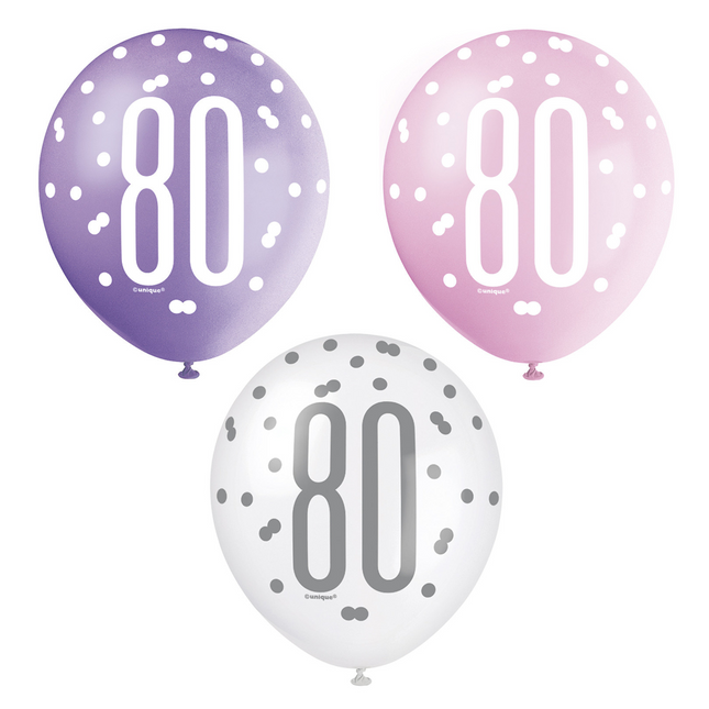 Globos 80 Años Puntos 30cm 6pcs