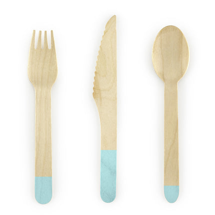 Cubiertos de Madera Verde Menta 16cm 18 piezas