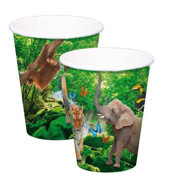 Vasos Animales Safari Cartón 250ml 8pcs