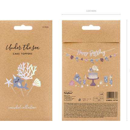 Cake topper Criaturas marinas 15,5cm 4pcs