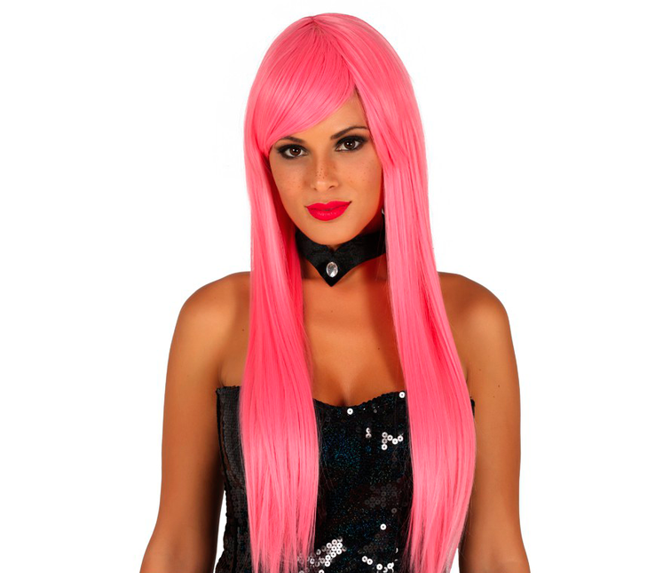 Peluca Rosa Claro Pelo Largo