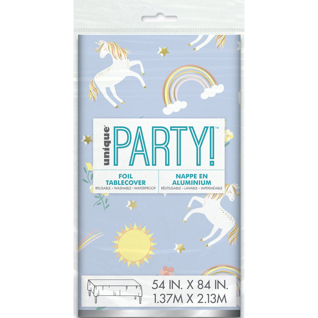 Mantel Unicornio Azul Blanco 2.13m