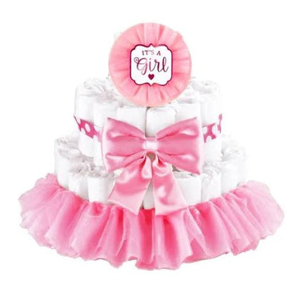 Set Tarta Pañales Nacimiento Niña 4 piezas