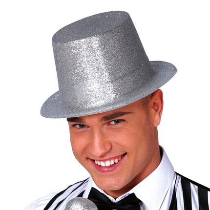 Brillos plateados de sombrero alto