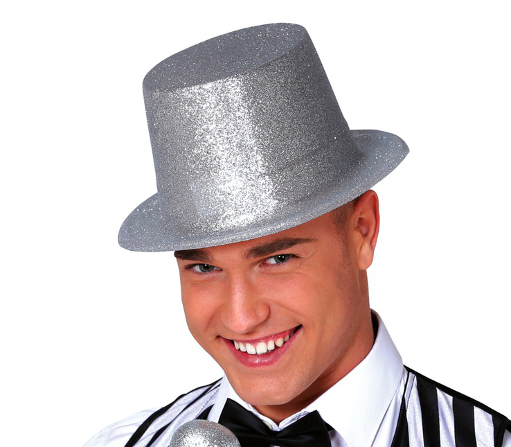 Brillos plateados de sombrero alto