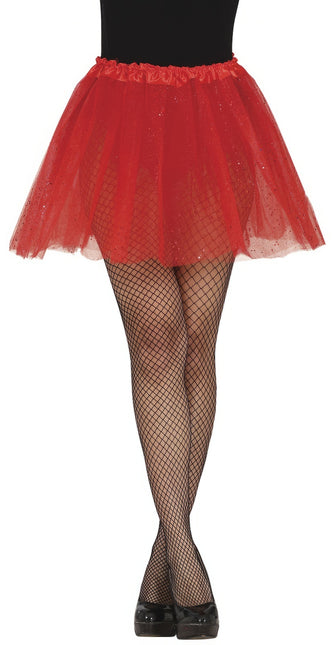 Tutú Rojo Damas Purpurina 40cm