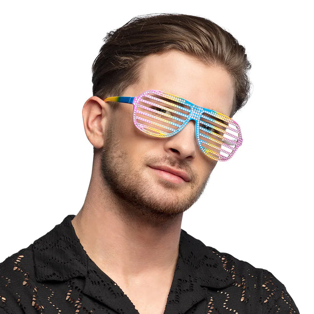Gafas Arco Iris Rayas Purpurina