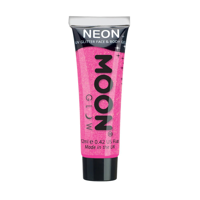 Moon Glow Neon UV Gel Purpurina Fina Rosa Caliente 12ml