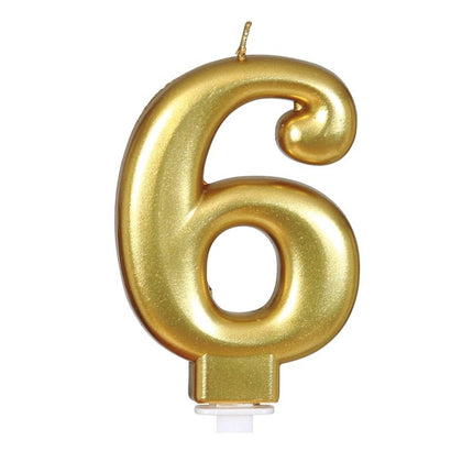 Vela Oro 6 Años Metálica 8cm