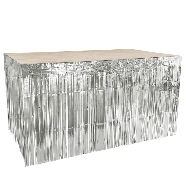 Faldón de Mesa Plateado Matallic 3m