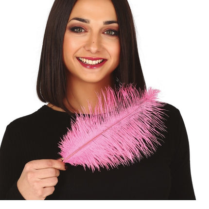 Plumas de avestruz rosa 30cm 12uds.