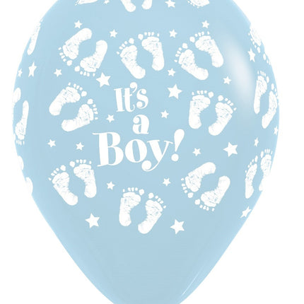 Globos Es un Niño Huella Pastel Azul Mate 30cm 25pcs