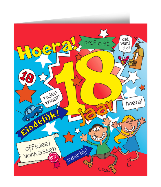 Tarjeta de cumpleaños 18 Años Dibujos animados 16,5cm