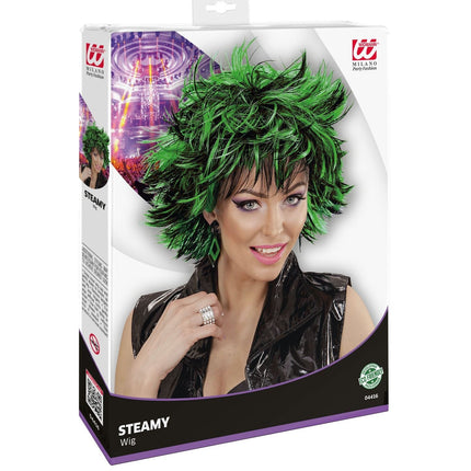 Peluca Negra Verde